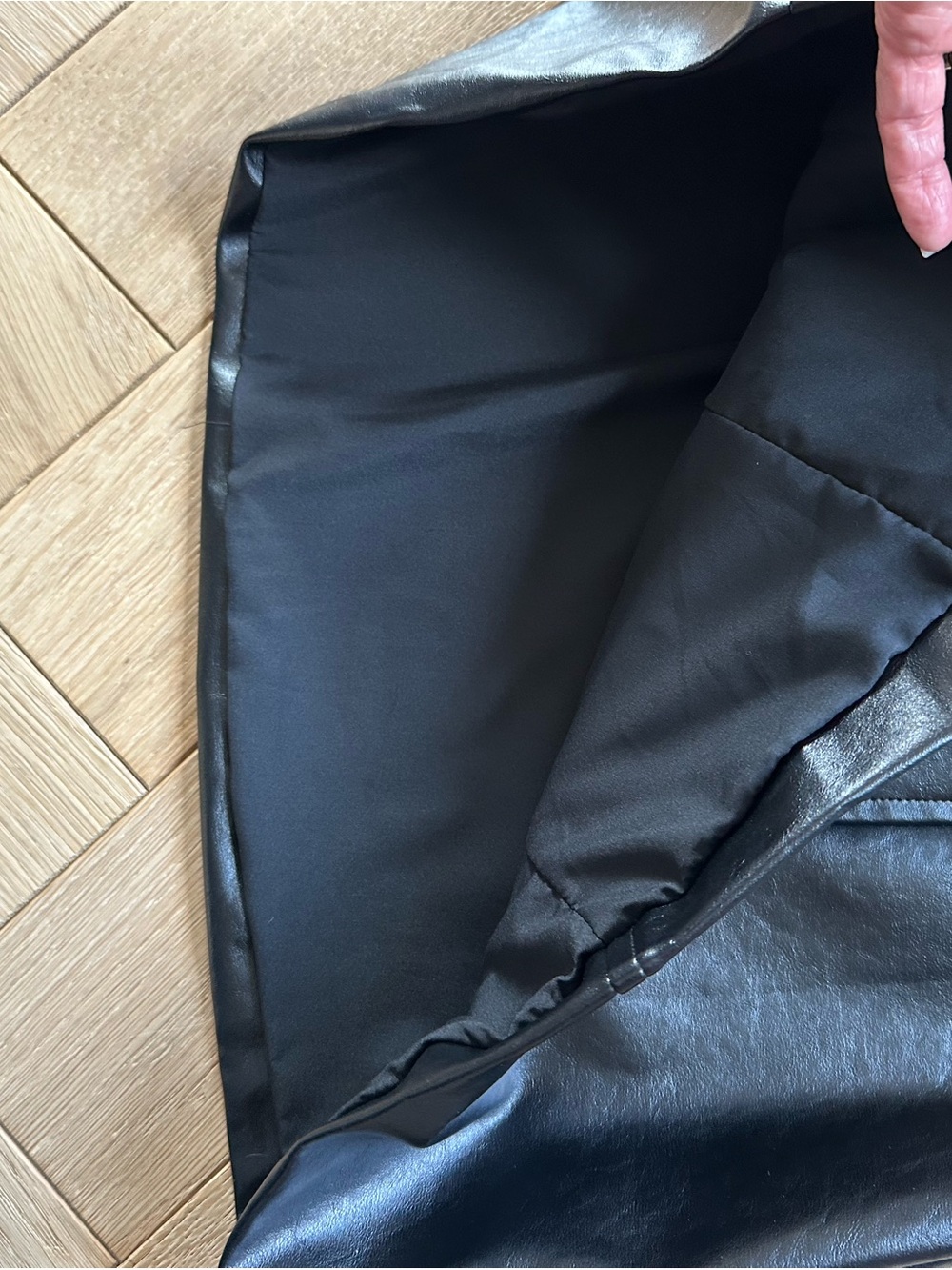 Black Faux Leather Sleeveless Zip-Front Dress - Picture 4 of 5